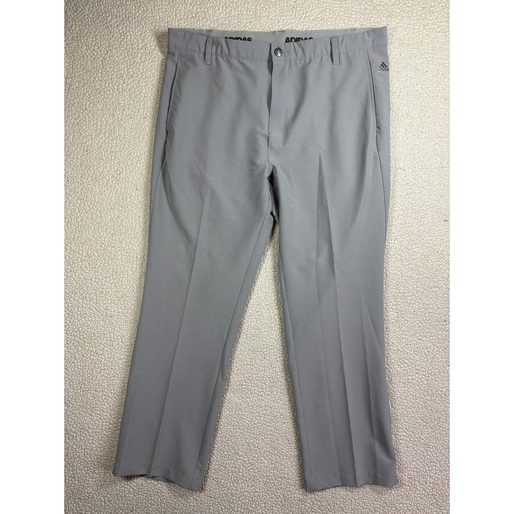 Adidas Ultimate Golf Pants Mens 38x30 Grey Flat Front Stretch BC1606 Trousers